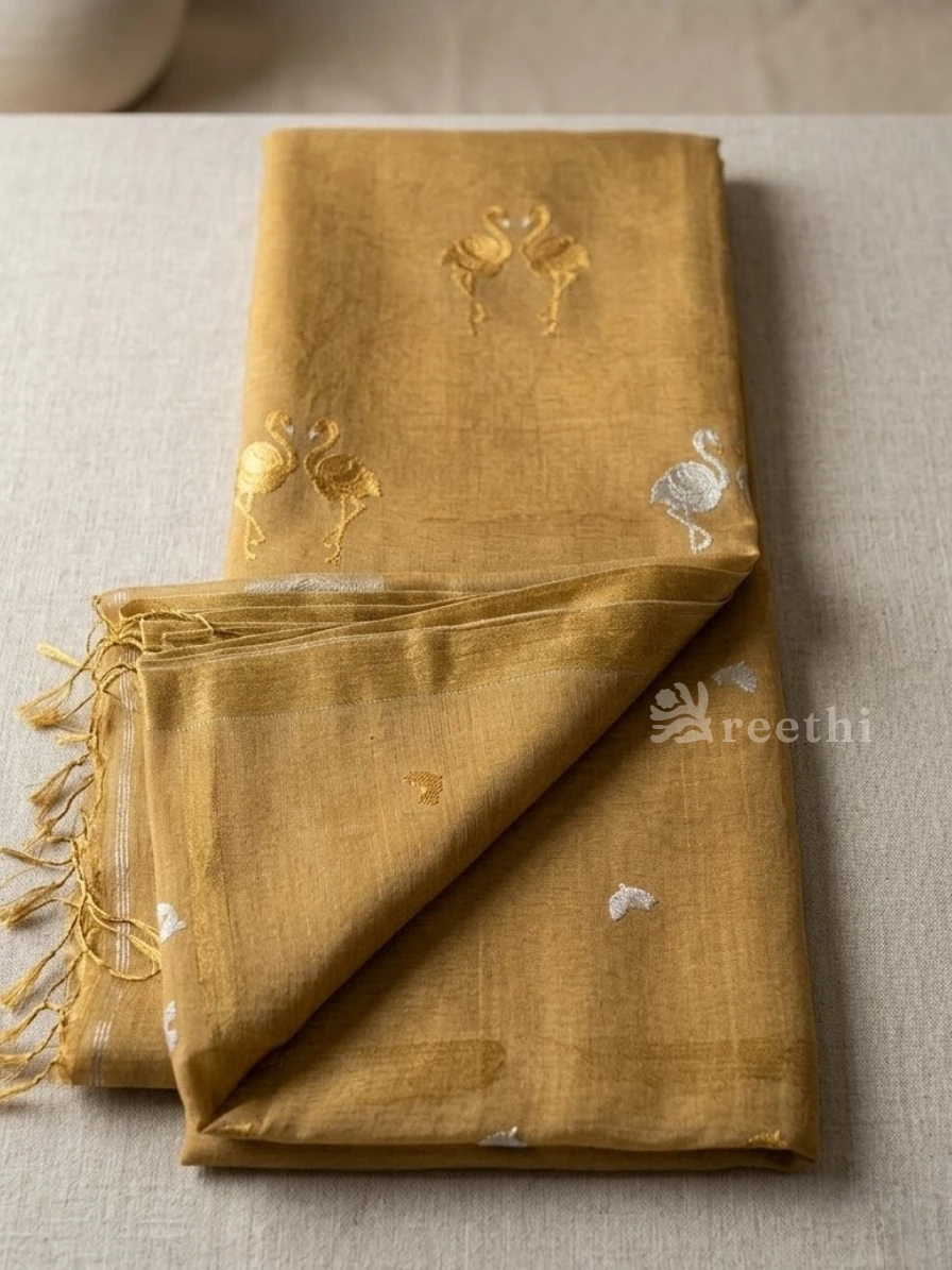 Linen Tissue Jamdani - Gold